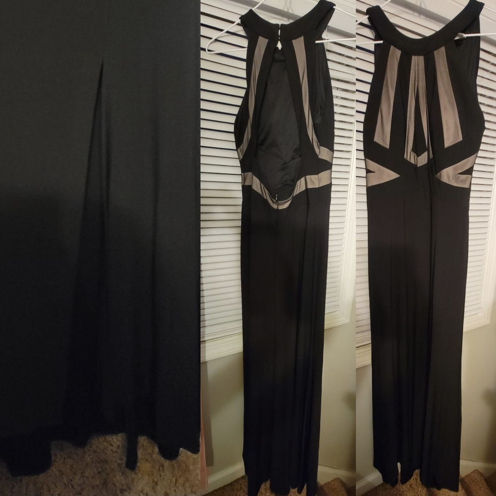 Black junior formal dress with 1 front split